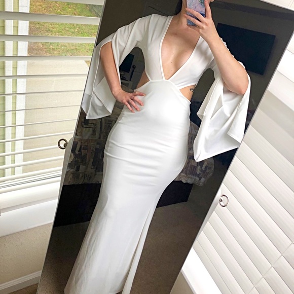 Prettylittlething white cropped maxi dress size 6 - Picture 2 of 10